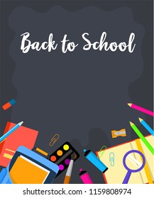 Black board back to school background. Flat illustration of black board back to school vector background for web design