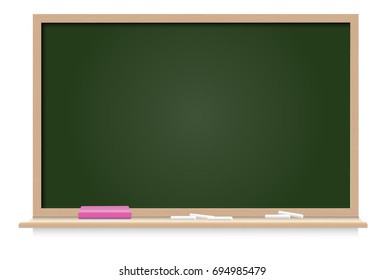 Black board and chalk blank space for text place on white background vector illustration.