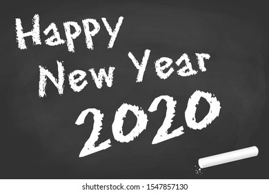 black board with chalk and text for New Year 2020 greetings