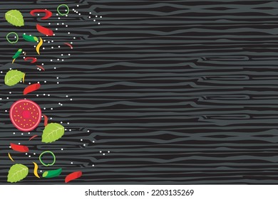 Black board food background. Vector illustration of food menu background