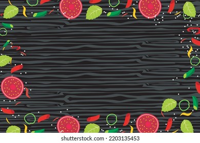 Black board food background. Vector illustration of food menu background