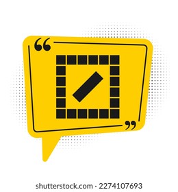 Black Board game icon isolated on white background. Yellow speech bubble symbol. Vector