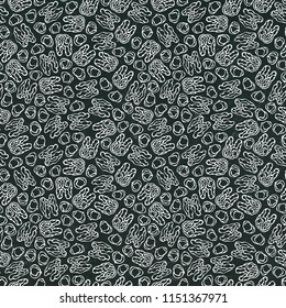 Black Board. Hazelnut and Walnut Seamless Endless Pattern. Whole Peeled Hazelnut. Autumn or Fall Harvest Collection. Realistic Hand Drawn High Quality Vector Illustration. Doodle Style.