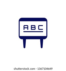 black board icon- vector education or business black board illustration icon with abc text.