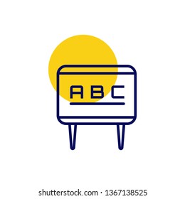 black board icon- vector education or business black board illustration icon with abc text.