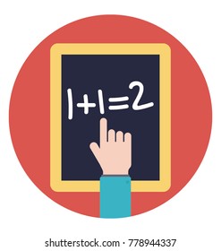 A black board with mathematical sum, flat icon addition sum