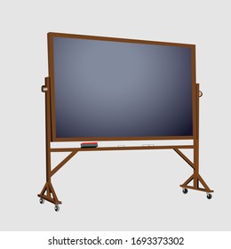 Black board with a moveable frame with eraser vector