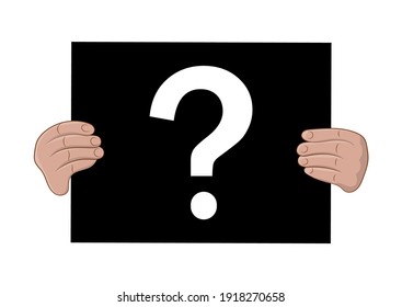 Tarjeta negra con un icono de pregunta. Ilustración del vector