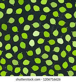 Black Board. Seamless Endless Pattern of Green Peeled Pea Pod. Healthy Bio Vegetarian Food. Realistic Hand Drawn High Quality Vector Illustration. Doodle Style.