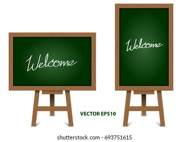 Black board stand set collection on white background vector illustration.