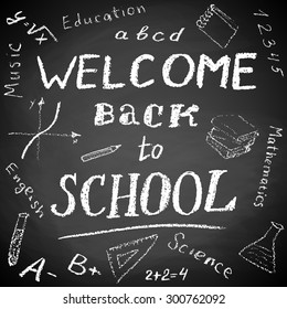 Black board with text Welcome Back to School