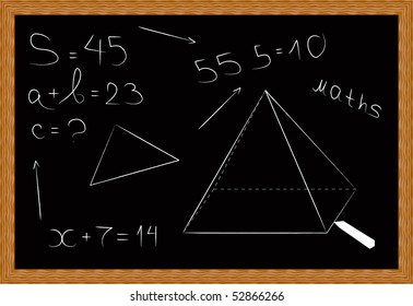 Black board in a wooden frame - vector