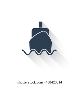 Black Boat icon with long shadow