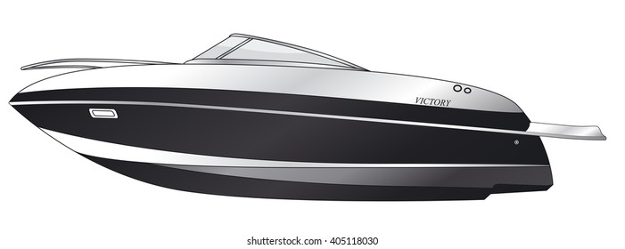 Black boat on white background