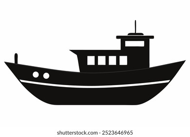 Black Boat Silhouette Vector Illustration 