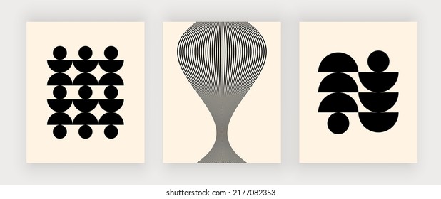 Huellas de arte retro de boho negro con formas geométricas