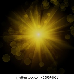 black bokeh abstract light background. Vector illustration