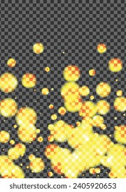 Vector transparente de fondo negro de Bokeh. Tarjeta de ruido de fondo. Textura de fiesta. Ilustración De Spray De Punto Naranja. Blur Festive.