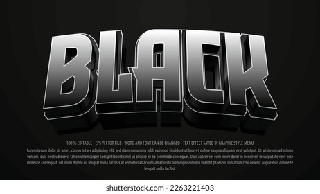 Black bold 3d style editable text effect template use for logo and business brand