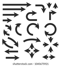 Black bold arrows set. Set of icons. Vector illustration isolated on white background