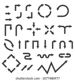 Black bold arrows set. Set of icons. Vector illustration isolated on white background