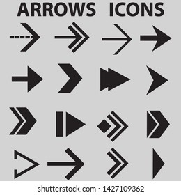 Black bold arrows set. Set of icons. Vector illustration isolated on white background eps .
