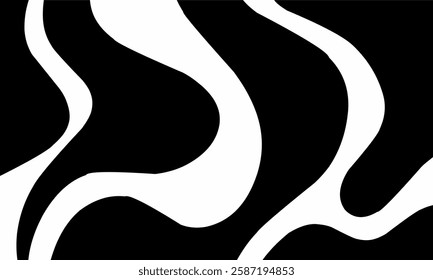 Black bold curved lines doodle isolated on white background
