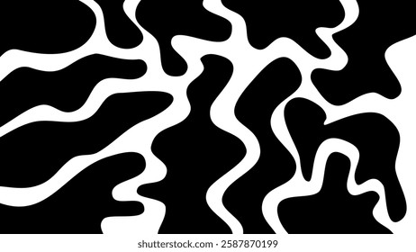 Black bold curved lines doodle isolated on white background