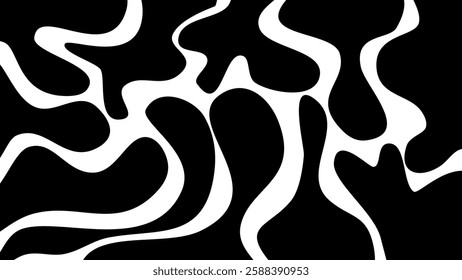 Black bold curved lines doodle isolated on white background