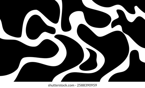Black bold curved lines doodle isolated on white background