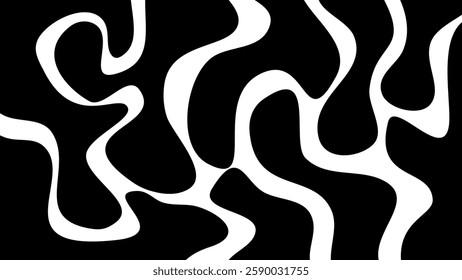 Black bold curved lines doodle isolated on white background