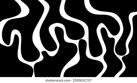 Black bold curved lines doodle isolated on white background