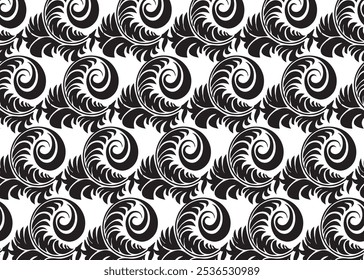 Schwarze, fett gekrümmte Linien einzeln auf weißem Hintergrund. Einfarbiges geometrisches nahtloses Muster. Flache Vektorgrafik. Textur.