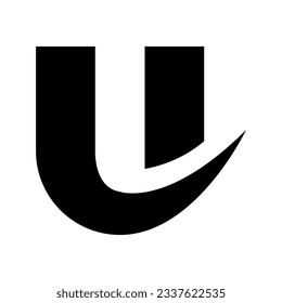 Black Bold Curvy Shaped Letter U Icon on a White Background