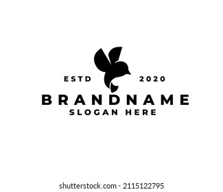 black bold flying bird logo design. Vector illustration