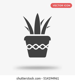 Black bold heavy flower pot vector icon flora isolated