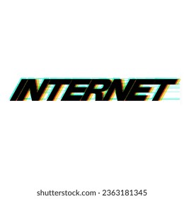 Black Bold INTERNET typography illustration with Abstract Glitched Color Leak