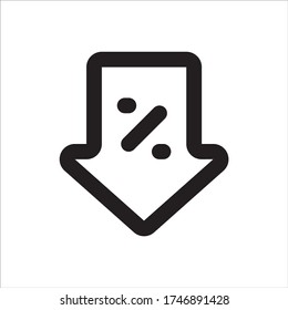 Diseño de símbolo vector de etiqueta de bajo descuento en negrita negro