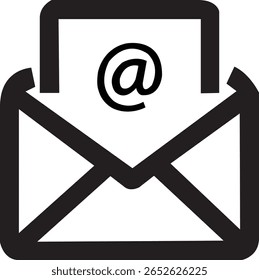 Black Bold Outline Email Envelope At Symbol Icon Graphic Design vector