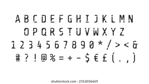 Black bold rounded cut style alphabet set. Vector decorative typography. Decorative typeset style. Latin script for headers. Trendy letters and numbers for graphic posters, banners, invitations texts