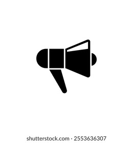 Black, bold, simple megaphone icon for clear, loud communication.