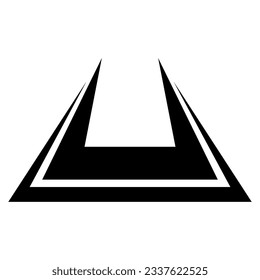 Black Bold Spiky Shaped Letter U Icon on a White Background