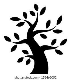 Black Bold Tree icon, vector illustration 