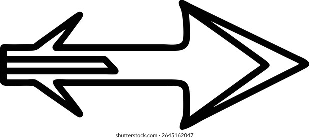 A black bold vector illustration of a right-pointing arrow The arrow is composed of thick lines creating a strong visual impact. The style is simple and minimalist.