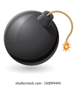 black bomb with a burning fuse vector illustration isolated on white background
