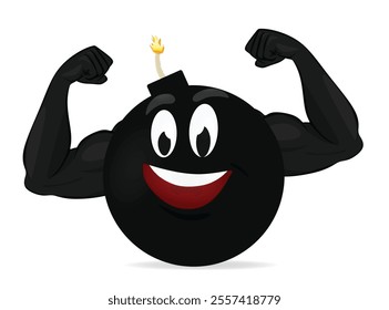 Black bomb character. vector illustration