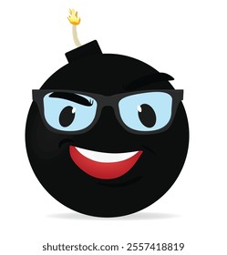 Black bomb character. vector illustration