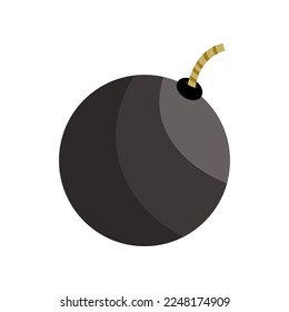 Ilustración vectorial plana de bomba negra. Bomba negra de caricatura. Concepto de aventura
