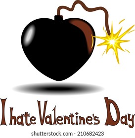 black bomb in the form of heart, I hate Valentine s day