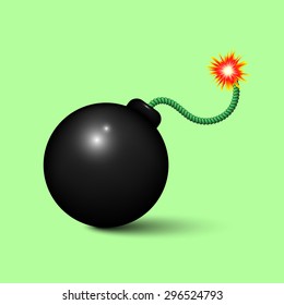 black bomb icon with burning wick